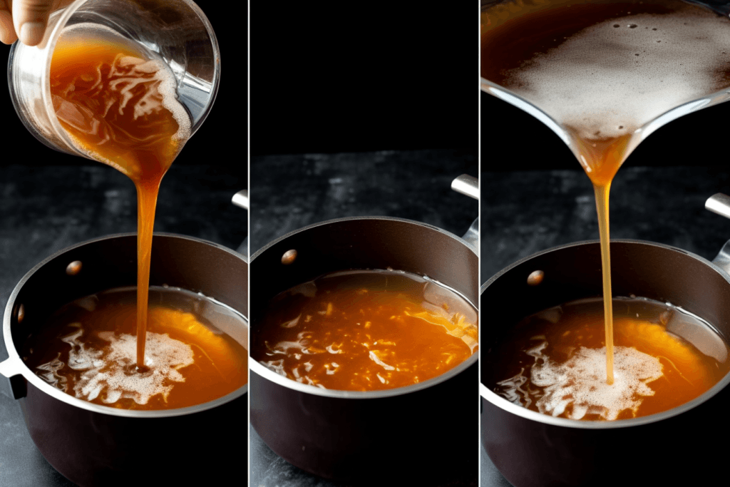 Making caramel syrup from scratch.