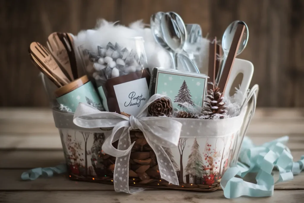 Hot chocolate spoon gift basket.