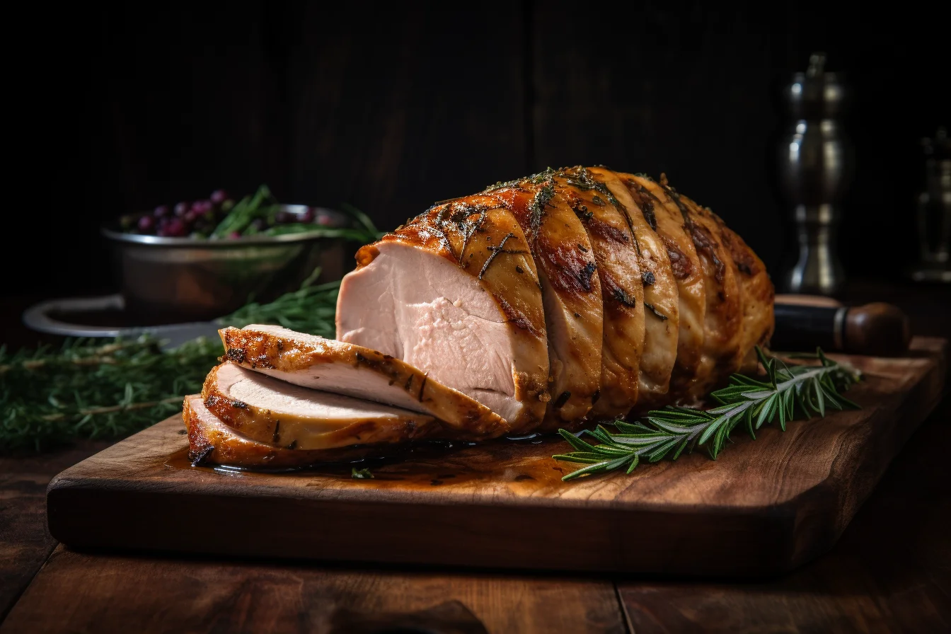 Roasted wild turkey breast with herbs.