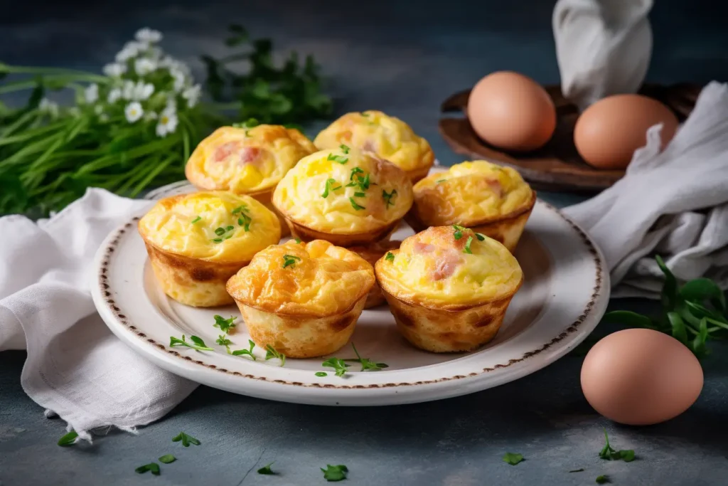 A platter of different variations of calorie egg muffins.