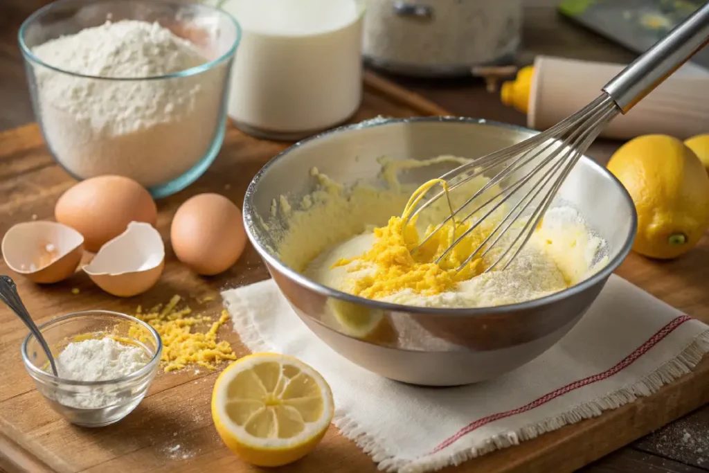 Preparing Lemon Blueberry Pound Cake Batter